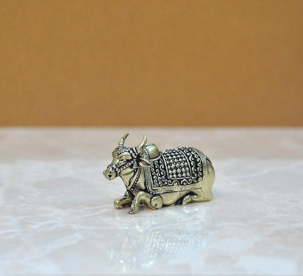Superfine Brass Nandi Shiva Seated (Height: 1 Inch) Study Setting