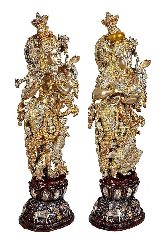 Brass Radha Krishna Sculpture (Height: 29inches)