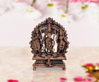 Copper Ram Darbar idol with Sita, Lakshman and Hanuman, seated on pedestal