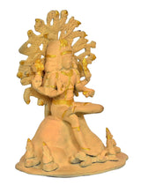 Brass Dakshinamurti Shiva showpiece, crossed-leg seated form with gold-toned accents