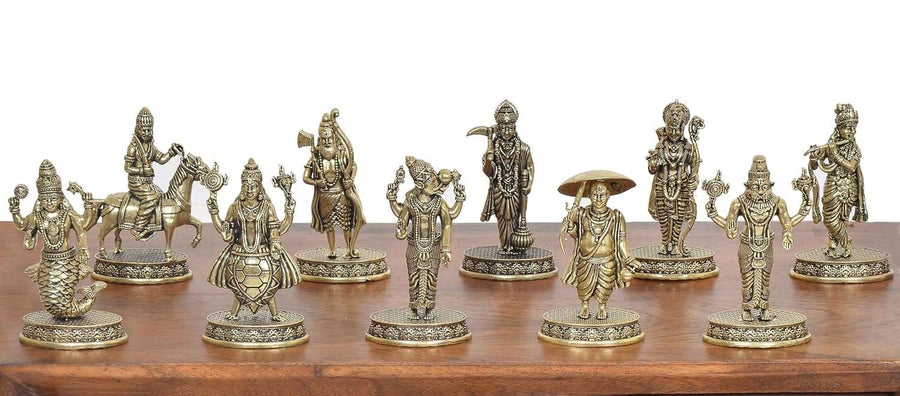 Superfine Brass Vishnu Dashavatara Ten Avatars (Height: 2.5 Inch) Craft Detail