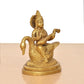 Brass Maa Goddess Saraswati Seated on Hans Idol (Height 5 Inch)