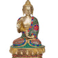 Brass Buddha Statue - Handcrafted Spiritual Decor for Home and Office - Meditating Buddha Idol (Height 10 Inch)