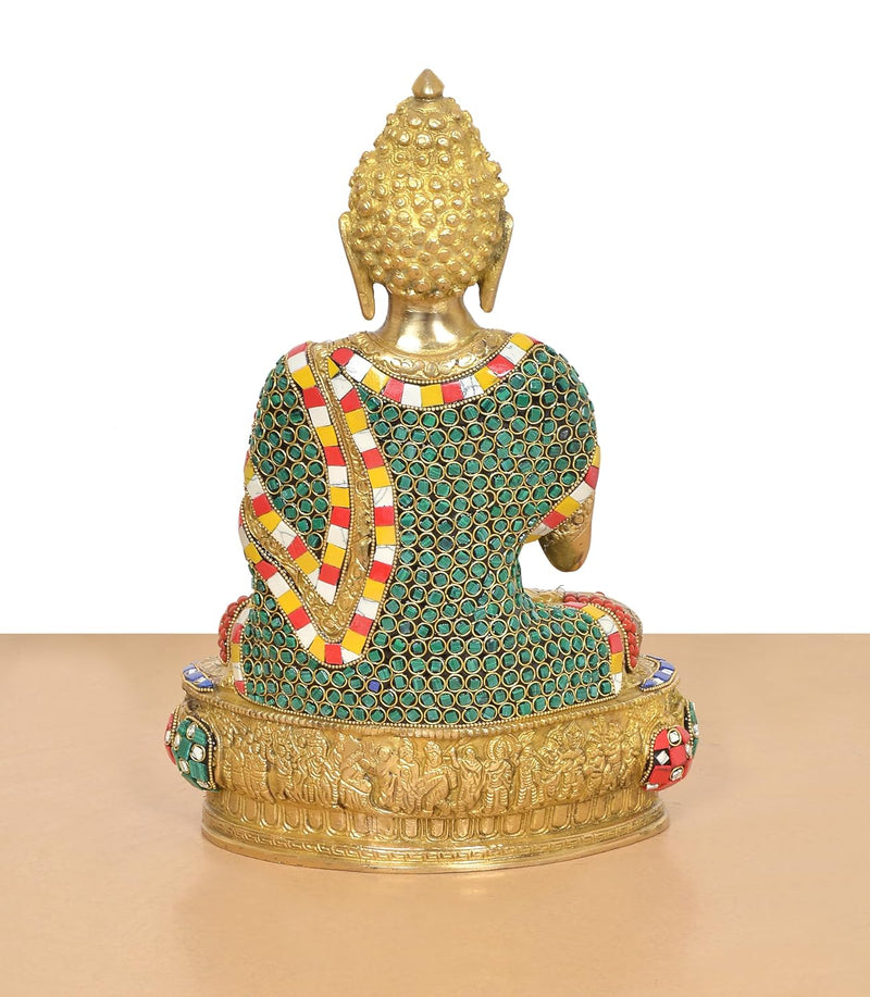 Brass Abhaya Mudra Buddha Idol (Height 12.5 Inch)