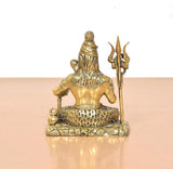 Shiva Aashirwaad Mudra brass figurine, back/side view with draped head and trident