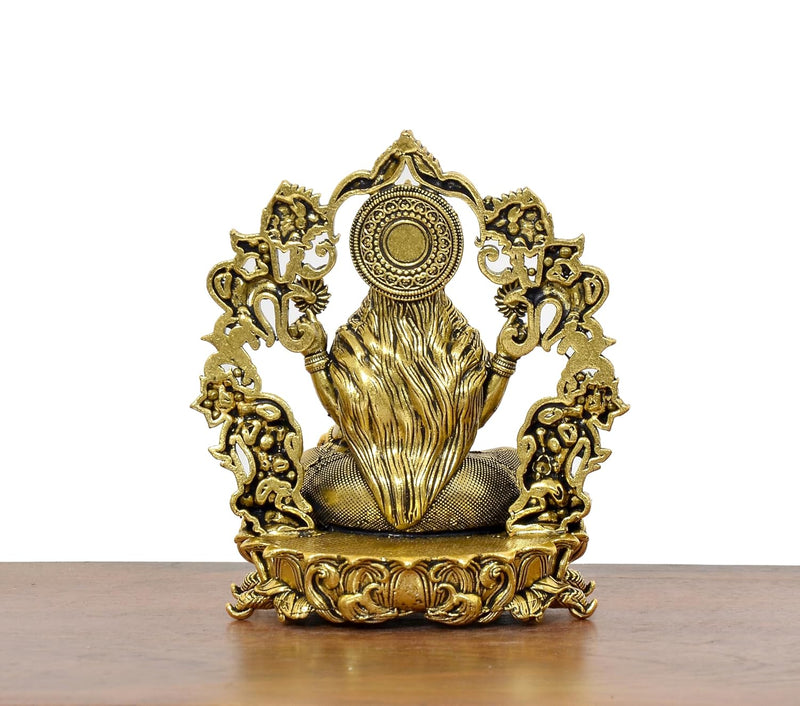 Bronze Lakshmi Maa Idol with Floral Arch Golden (Height 4 Inch)