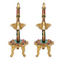 Brass Pair of Bird Peacock Oil Lamp Stand | Bell Diya | (Pack of 2) (Height :8 inch )