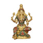 Brass Lakshmi Idol Laxmi Goddess Lakshmi Sitting Statue for The Puja Temple at Home Decor Office (Height: 8 Inch)