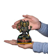 Brass Panch Mukhi Shiva idol held in hand, seated five-headed figure