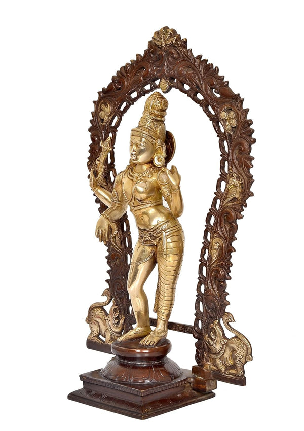 Brass Shiva and Parvati Ardhanrishvara Murti Religious Statue for Home Temple Decor (Height : 18 inch) Study Setting