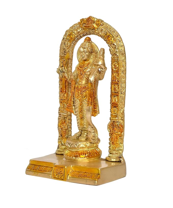 Brass Idol Ram ji ki Murti Ram Lalla Statue in Ayodhya Mandir for Home and Office Decor (Height 7 inch)