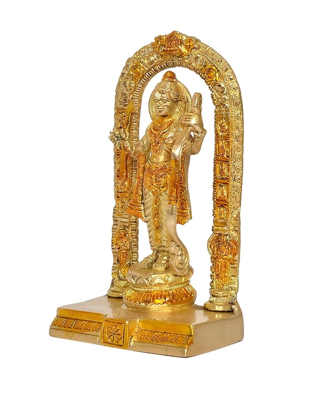 Brass Idol Ram ji ki Murti Ram Lalla Statue in Ayodhya Mandir for Home and Office Decor (Height 7 inch)