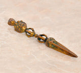 Multicolor brass Tibetan dorje vajra phurba dagger pendant, ornate crossguard design