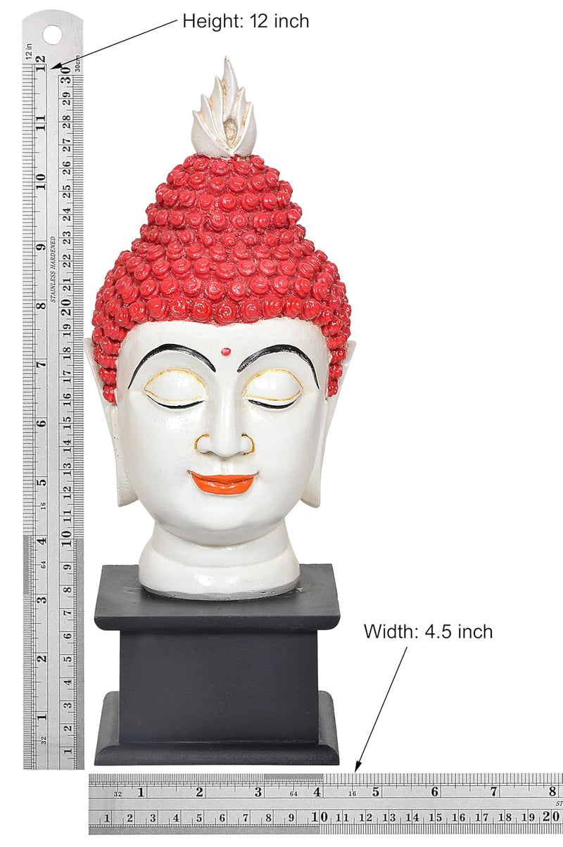 Resin Buddha Head Statue for Table Decor Living Room Home Decor and Office (Height: 12 Inch)