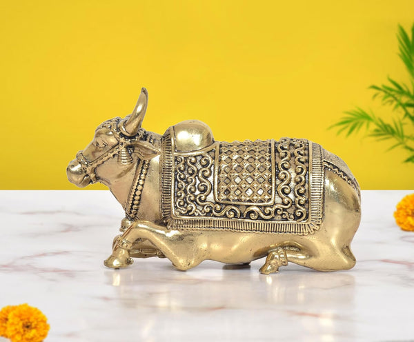 Superfine Brass Shiva Seated Nandi Statue (Height 2 Inch)