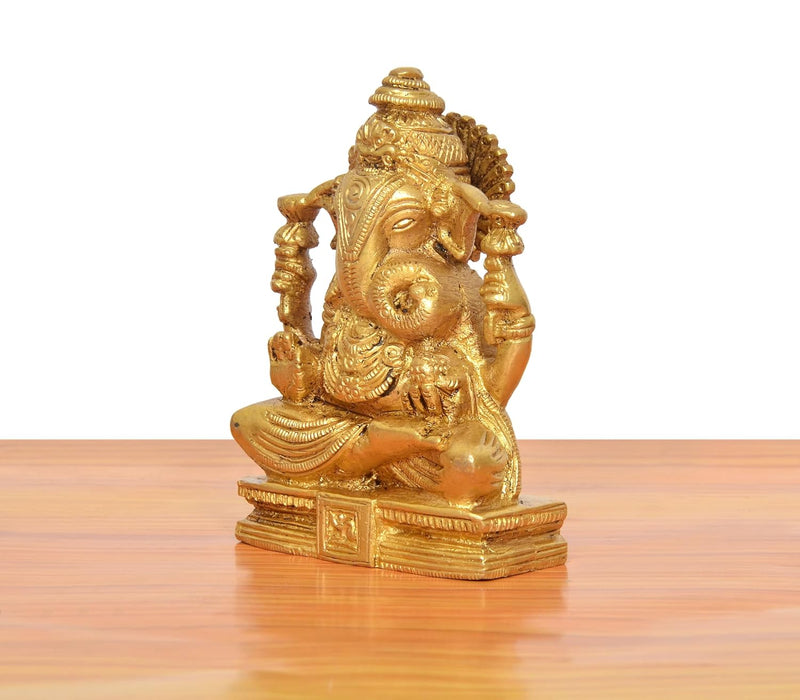 Brass Handcrafted Ganpati Bappa Murti (Height 4 Inch)