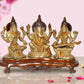 Brass Lakshmi Ganesh Saraswati Statue Idol Murti for Home Decor Pooja Mandir Diwali Decorative Showpiece (Height 6.5 inch)