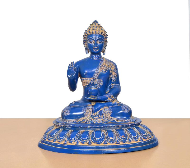 Brass Blue Buddha Statue (Height 16 Inch)