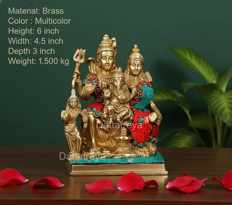 Brass Shiv Parivar Idol (Height: 6 Inches)