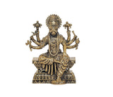 Eight-armed Varahi brass murti statue with detailed face, crown, and layered ornaments