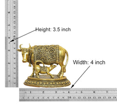 Brass cow and calf statue dimensions, Height 3.5 in, Width 4 in