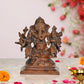 Brass Ganesha with Riddhi and Siddhi Idol - Hindu Deity Statue for Home Temple (Height : 5 inch)