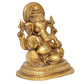 Brass Lord Ganesha Religious Statue Idol Ganesh Murti Home Decor Office Puja Mandir (Height 7.5 Inch)