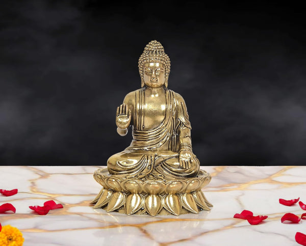 Superfine Brass Abhaya Mudra Buddha Idol (Height: 4.5 Inches)