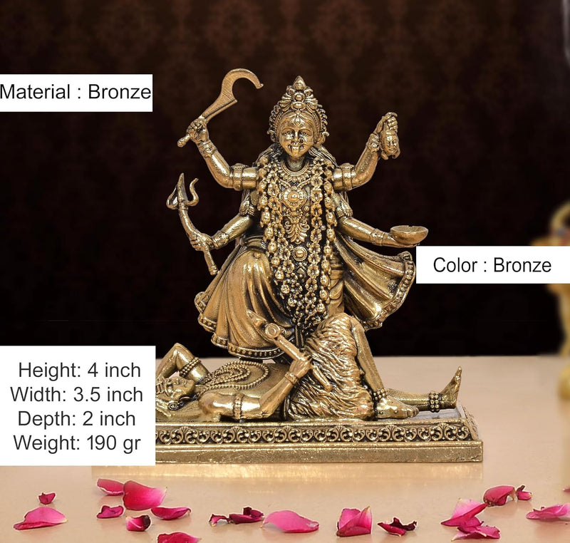 Bronze Mahakaali Mata Idol with Shivji (Height 4 Inch)