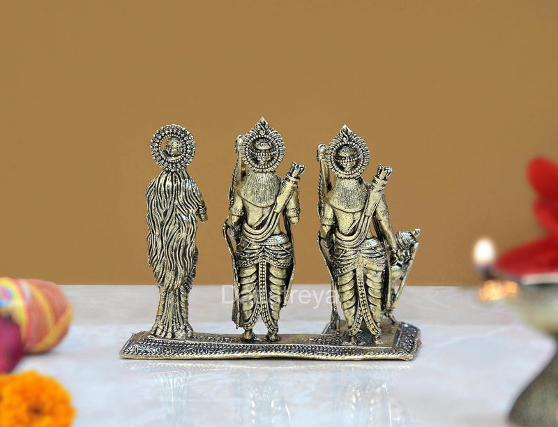 Bronze Ram Darbar with Sita Lakshman Hanuman Bronze Finish Statue, for Home Decor Pooja Mandir (Height 3 inch)