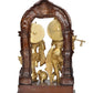 Brass Radha Krishna Idol Statue On Artistic Frame for Home Decor and Pooja Mandir Temple Office Decor (Height 14 Inch)