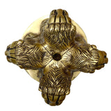 Brass Ashoka Stambh emblem memento, rear view lion statue with winged detailing