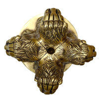 Brass Ashoka Stambh emblem memento, rear view lion statue with winged detailing