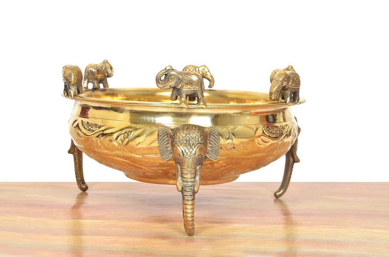 Brass Elephant with Urli Idol with Ghungroo (Height :5 inch)