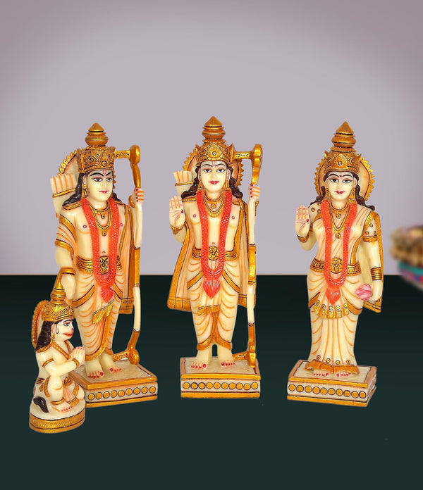 Resin Ram Darbar for Home Bhagwan Ram ji with Sita Laxman Hanuman Idol Statue Large Size Dust Marble for Home Decor Mandir Temple in Resin (Height : 10 Inch)