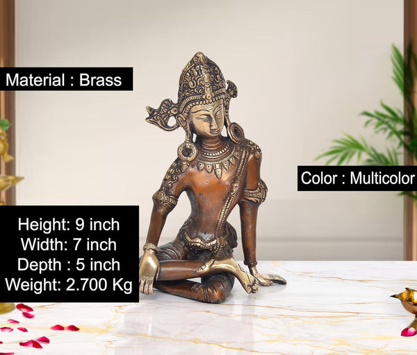 Brass Indra Devta Showpiece (Height: 9 inch) Entryway Setting