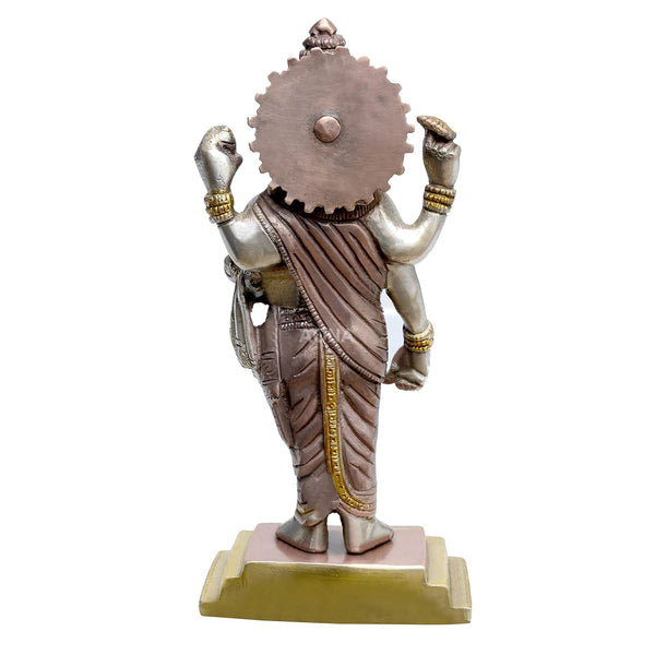 Dhanvantari The Physician of The Gods Holding The Vase of Immortality and Herbs Brass Statue Height 8 Inches Study Setting