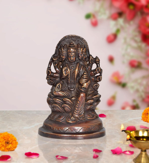 Brass Gayatri MATA Statue Goddess of Untiring Pursuit of Knowledge and Wisdom for Home Decor Living Room Home Decor and Office (Height: 6 Inch) Mandir Setting