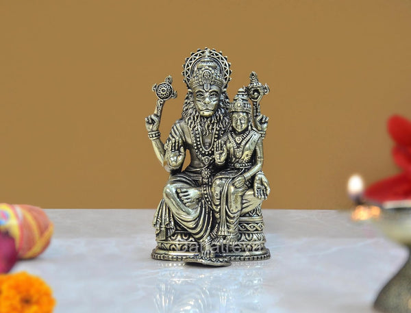 Bronze Lakshmi Narasimha Statue for Home Temple Office Mandir, Pooja Showpiece (Height: 4 Inch)