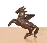 Brass flying horse with wings, side view, raised wing and engraved saddle