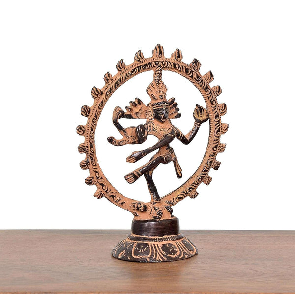 Brass Natraj Lord Shiva Dancing Natraj sculpture (Height: 5 inch) Study Setting