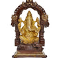 Brass Lord Ganesha Idol Sitting Ganesh Statue Decorative Sculpture for Home Decor Office Mandir Pooja Temple (Height 8 Inch)