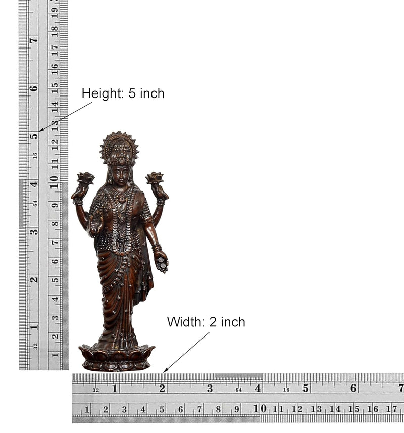 Bronze Standing Maa Lakshmi and Vishnu Idol (Height: 5 Inch)
