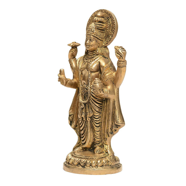 Dhanvantari - The Physician of Gods - Brass Statue, Height 9 Inch Entryway Setting