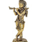 Fine Brass Lord Krishna Idol Figurine Sculpture Playing Flute Statue Decorative Showpiece, (Height 9.5 Inch)