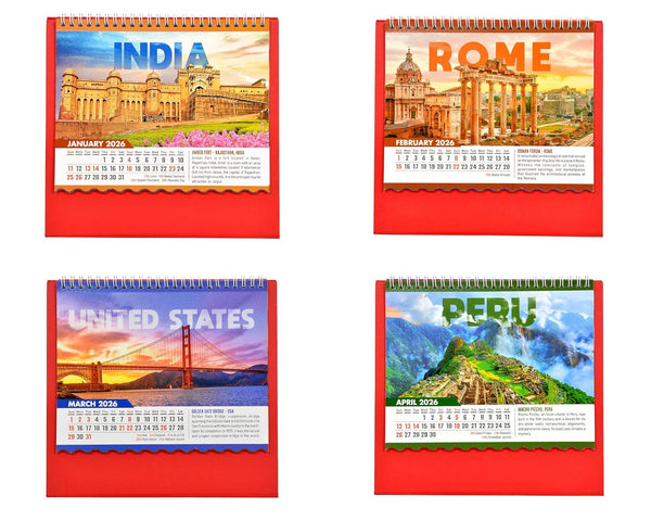 Table Calendar 2026 Explore Your Destination |12 Months| (Size 8.5 x 9 Inch) Study Setting