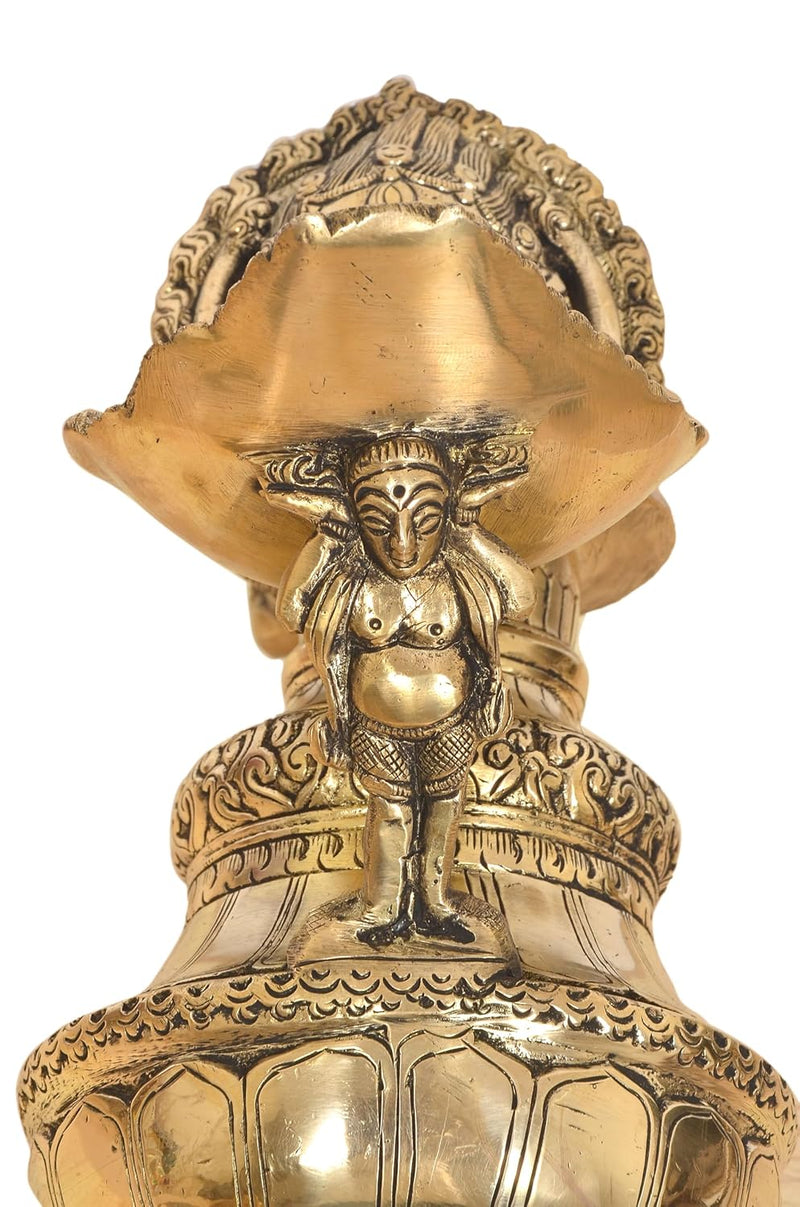 Brass Oil Lamp Sukunda Nepalese Cast Ceremonial Oil Lamp (Height 10.5 Inch)