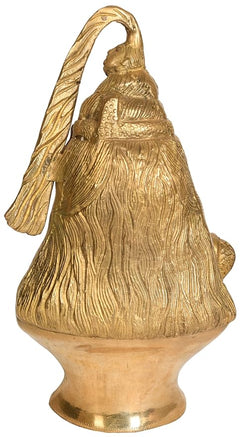 Brass Lord Shiva figurine with flowing hair, arched headdress and textured surface, 8.4 in