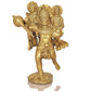 Brass Hanuman Carries Ram ji and Lakshman on His Shoulders Handcrafted Spiritual Decor for Home and Office Decor (Height 8 Inch)