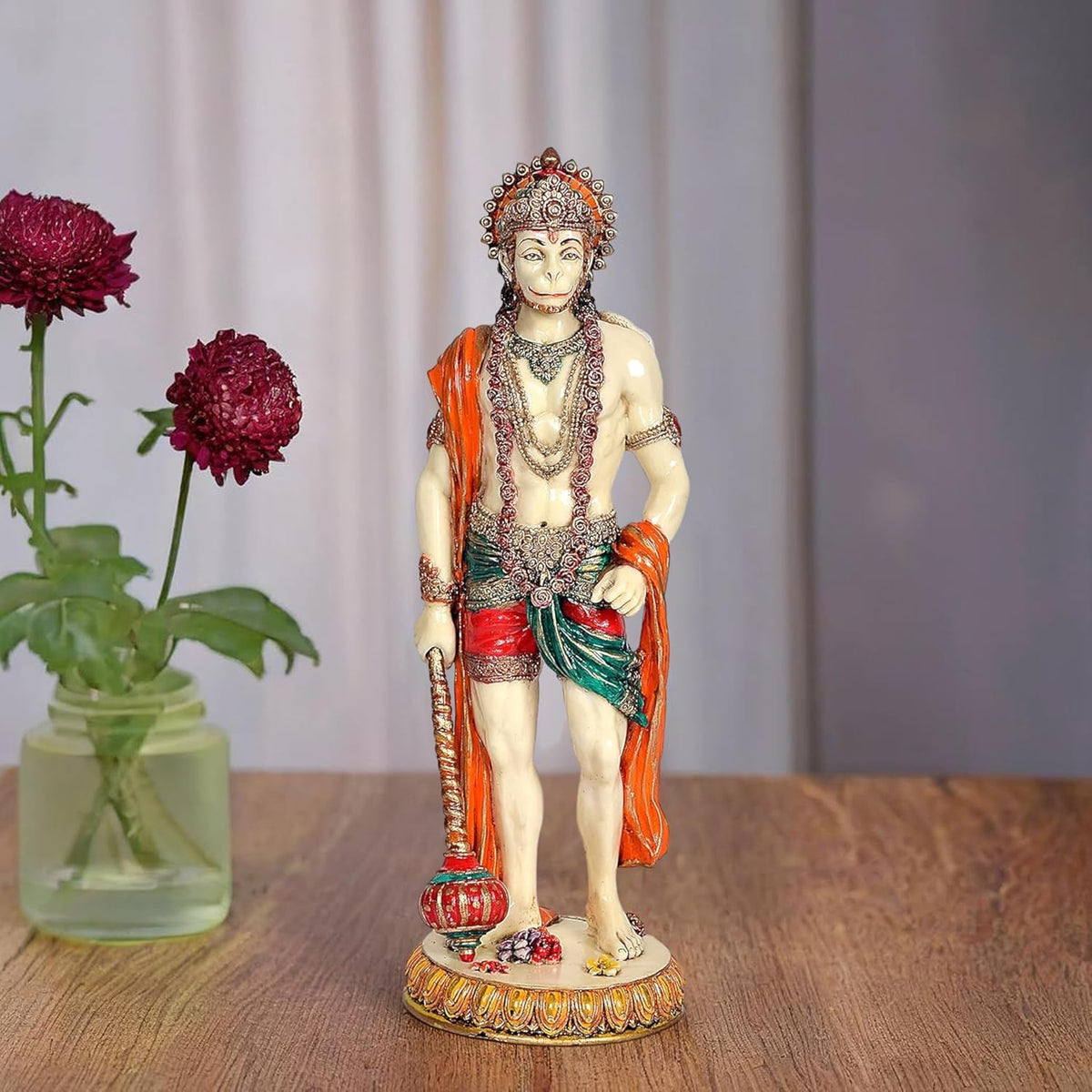 Lord Hanuman polyresin figurine, 10 inch tall, detailed crown and jewelry